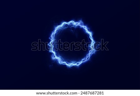Powerful ball lightning blue neon png. A strong electric charge of energy in one ring. Element for your design, advertising, postcards, invitations, screensavers, websites, games.	