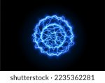 Powerful ball lightning blue png. A strong electric neon charge of energy in one ring. Element for your design, advertising, postcards, invitations, screensavers, websites, games.