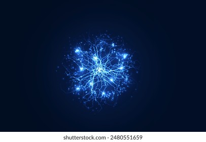 Powerful ball lightning blue png. A strong electric charge of energy in one ring. Element for your design, advertising, postcards, invitations, screensavers, websites, games.