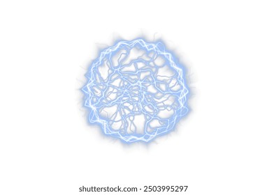 Powerful ball lightning blue png. A strong electric charge of energy in one ring. Light blue Twirl. Curve light effect of blue line. Luminous blue circle. PNG