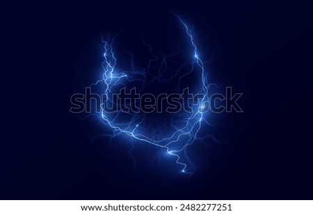 Powerful ball lightning blue png. A strong electric charge of energy in one ring. Element for your design, advertising, postcards, invitations, screensavers, websites, games.	
