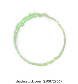 Powerful ball lightning green png. A strong electric charge of energy in one green ring. Element for your design, advertising, postcards, invitations, screensavers, websites, games.	
