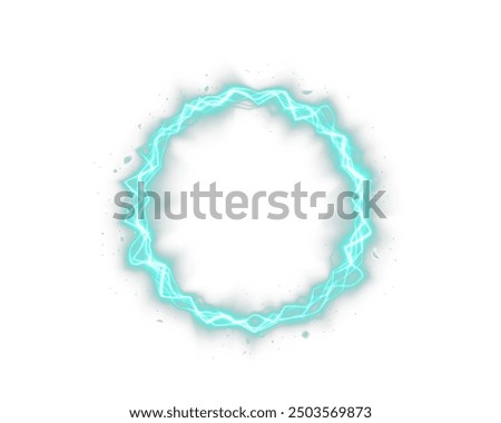 Powerful ball lightning green png. A strong electric charge of energy in one ring. Light green Twirl. Curve light effect of green line. Luminous green circle. PNG
