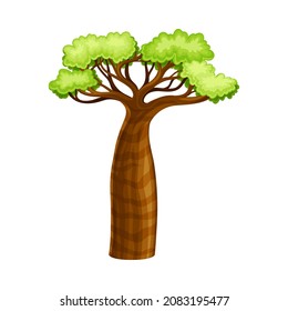 Powerful baobab tree, African landscape design element cartoon vector illustration