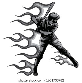 Powerful Baseball Hitter Right handed vector illustration