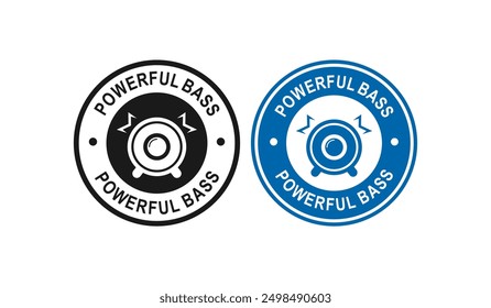 "Powerful bass" speakers and headphones badge logo design