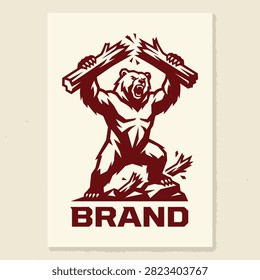 Powerful bear illustration showing strength and raw power for branding.