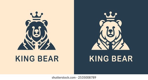 A powerful bear logo featuring a crown, symbolizing strength, leadership, and authority. Perfect for brands seeking a majestic, bold, and royal representation of power and confidence