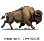 A powerful bison in motion displaying strength and wild nature