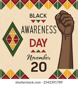 Powerful Black Awareness Day vector design promoting unity, equality, and cultural pride. This graphic highlights diversity and empowerment, perfect for social justice themes, community awareness