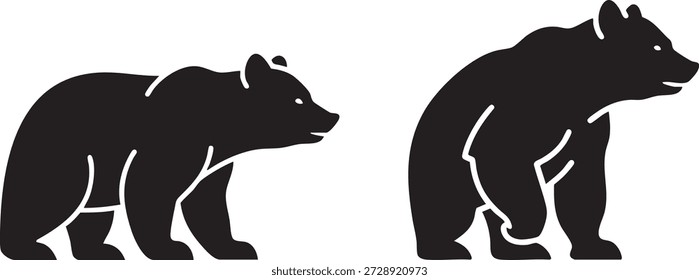 Mächtige Silhouetten des Schwarzen Bären, Wildtier-Ikonen für Wildnis und Natur-Themen