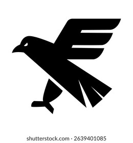 Powerful Black Bird in Flight Abstract Vector Graphic Illustration