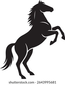 Powerful Black Horse Silhouette in a Majestic Pose