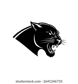Powerful black panther head profile logo design