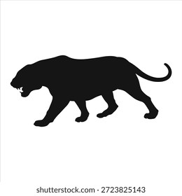 Ein kräftiger schwarzer Panther geht mit ausgestreckten scharfen Klauen spazieren und strahlt ein Gefühl von Gefahr und Stärke aus.