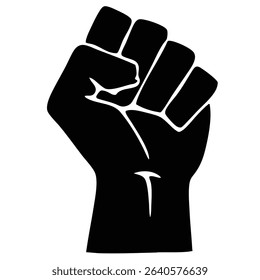 Powerful Black Raised Fist Symbolizing Strength, Unity, and Protest