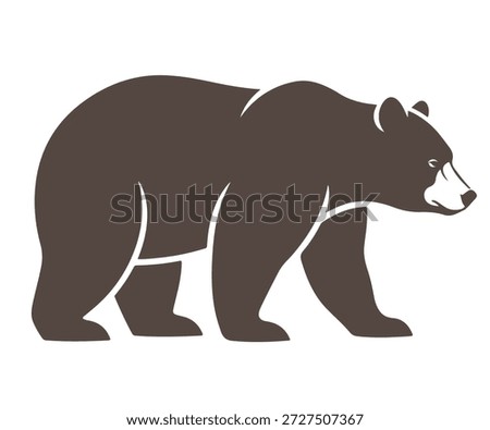 A powerful black silhouette of a bear walking from left to right.