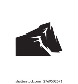 A powerful black silhouette of a jagged mountain peak perfect for outdoor adventure brands logos icons or nature related designs Minimalist and impactful.