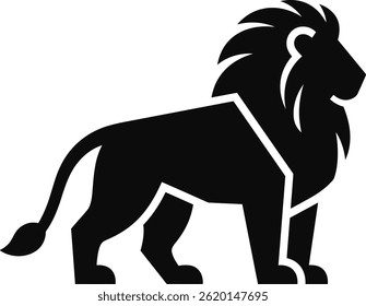 Powerful Black Silhouette Vector of a Lion.