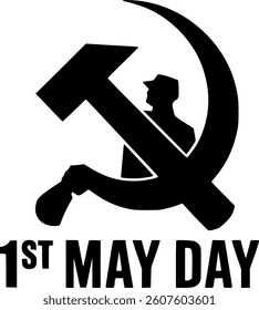 Powerful Black and White 1st May Day Symbol vector design