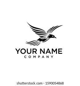 Powerful black and white vector illustration of a majestic eagle or hawk in flight. Featuring a dynamic tribal-style wing design, this logo is perfect for sports teams, security companies, outdoor brands, and bold corporate identities.
