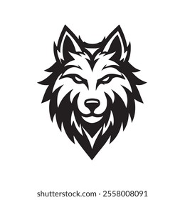 Powerful Black and White Wolf Head Logo Design