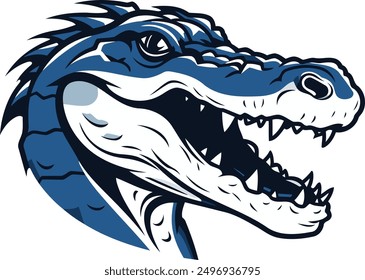 Potente diseño de logotipo de cabeza de mascota de cocodrilo azul