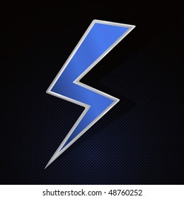 Un potente símbolo de iluminación azul sobre un fondo muy detallado. Ilustración vectorial.