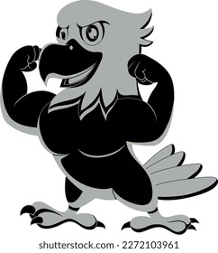 Powerful Body Builder Bird clipart (Editable file) - Vector Illustration