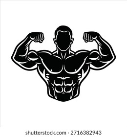 Poderoso culturista que flexiona impresionantes músculos del bíceps. El atleta muestra un físico fuerte y definido, que encarna la fuerza y la dedicación al fitness y al culturismo.