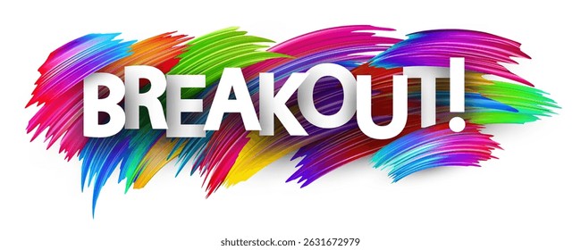 Powerful BREAKOUT! lettering with colorful dynamic strokes. Vector illustration ideal for crypto price surge graphics.