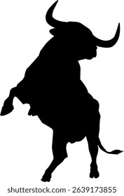 Powerful bull or buffalo silhouette rearing up, ideal for farm, strength, and wild animal themed designs