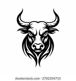 Potente Ilustración vectorial de cabeza de toro para logotipos y Diseños