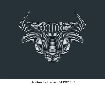 Powerful Bull Logo in line style. Creative Bull line symbol