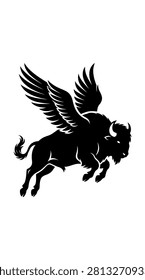 Powerful bull with wings representing speed and divine strength.