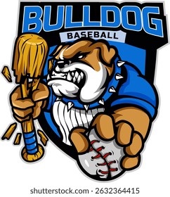 Powerful Bulldog Baseball Team Emblem Design