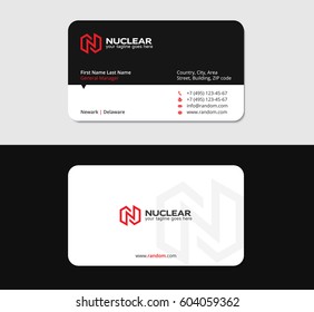 powerful business card design template with red N letter