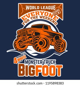 powerful car with big wheels, car vector illustration