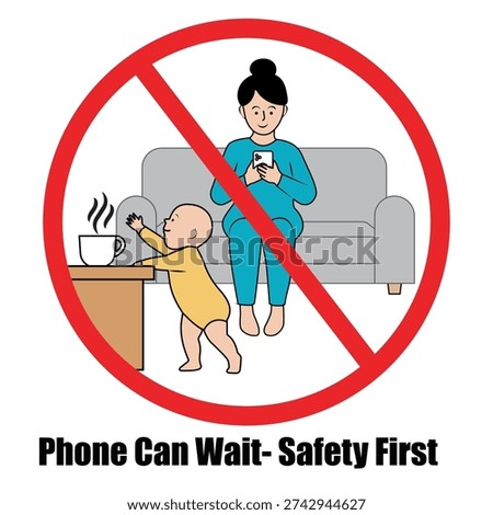 Powerful cautionary artwork showing distracted adults on phones while a child approaches danger, emphasizing vigilance, parenting responsibility, and child safety—ideal for awareness campaigns and family education.