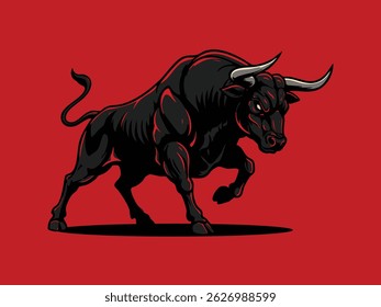 ilustração poderosa do vetor de touro de carga