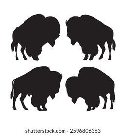 Powerful and Commanding Bison Silhouette for Bold Graphic Designs - Bison Vector - Bison Icon
