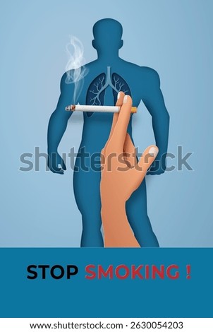 Powerful conceptual illustration of a hand offering a cigarette to a human figure with visualized lung damage. Perfect for use in health campaigns, tobacco prevention materials.