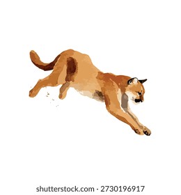 Leistungsstarke Cougar-Vektorgrafik, die dynamische Springbewegungen erfasst. Ideal für Tierdesigns, Sport-Maskottchen oder Projekte zum Thema Natur.