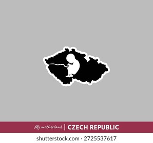 Poderosa ilustración de un mapa checo que simboliza el nacimiento, las raíces y la identidad nacional. Concepto de patria emocional que mezcla geografía y origen humano.