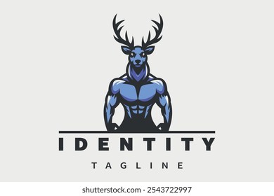 powerful deer head logo with a muscular outline for unique brand and identity