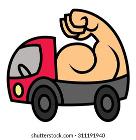 Powerful delivery icon - cartoon vector illustration for sign or logo template