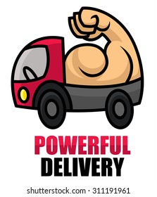 Powerful delivery icon - cartoon vector illustration for sign or logo template