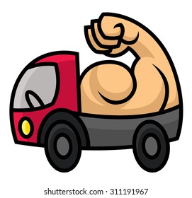 Powerful delivery icon - cartoon vector illustration for sign or logo template