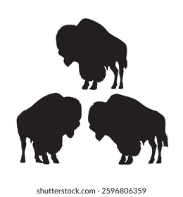 Powerful and Dominant Bison Silhouette for Bold and Striking Designs - Bison Vector - Bison Icon
