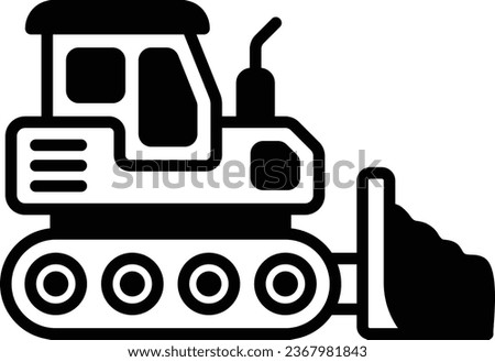 powerful dozer demolition pushing machines vector icon design, Handyman Services symbol, House Repairing sign, Civil Engineering and Building Contractor illustration, bulldozer pushing dirt concept
